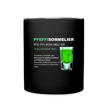 Pfeffisommelier Pfefferminz Likör Saufen JGA - Tasse einfarbig - Schwarz - Vorne