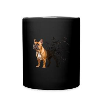 Französische Bulldogge - Tasse einfarbig - Schwarz - Vorne
