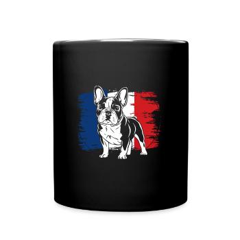 Bouledogue français Frenchie avec lunettes de soleil - Mug uni - noir - Devant
