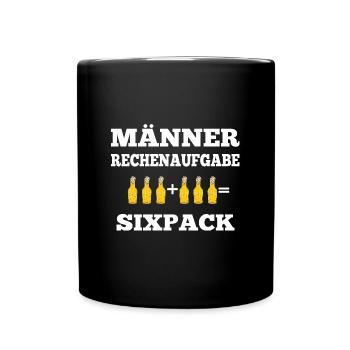 Bier Rechenaufgabe Männer Sixpack Bier Spruch - Tasse einfarbig - Schwarz - Vorne