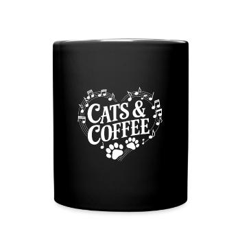 J’adore les chats, le café et la musique - Mug uni - noir - Devant
