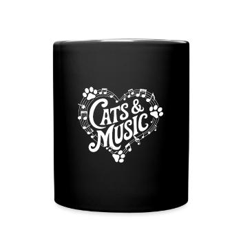 Katzen und Musik ich liebe meine Katze und Musik. - Tasse einfarbig - Schwarz - Vorne
