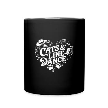 Ich liebe meine Katze und Line Dance - Tasse einfarbig - Schwarz - Vorne