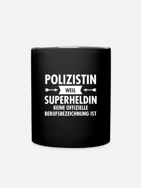 Polizistin - Superheldin - Tasse einfarbig - Schwarz