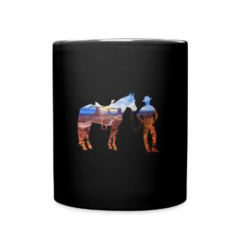 cowboy in der Steppe - Tasse einfarbig - Schwarz - Vorne