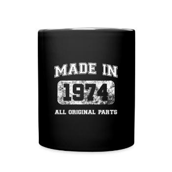 Made In 1974 Alle Originalteile Geburtstagsgeschenkidee - Tasse einfarbig - Schwarz - Vorne