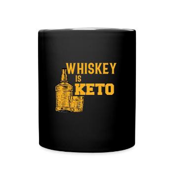 Whiskey & Keto Ketogenic Gift Fun Design - Full Colour Mug - black - Front