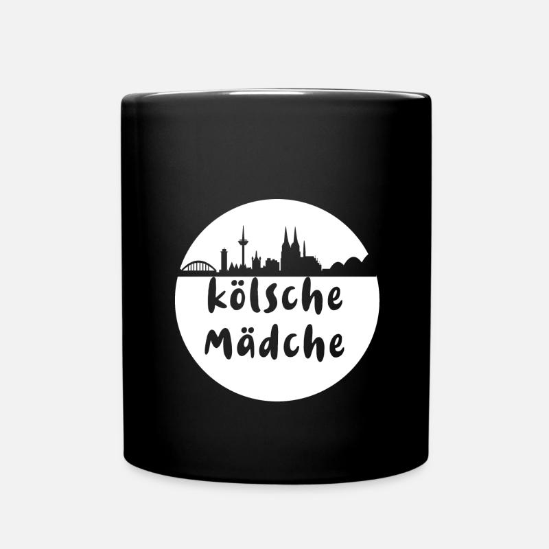 Köln, skyline,scherenschnitt,weiss,kölsche mädche - Tasse einfarbig - Schwarz