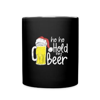 Funny Christmas In July, Ho Ho Hold My Beer - Full Colour Mug - black - Front
