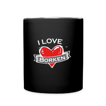 Borken - Ich liebe Stadtnamen in Tattoo Stil - Tasse einfarbig - Schwarz - Vorne