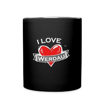 Werdau - Ich liebe Stadtnamen in Tattoo Stil - Tasse einfarbig - Schwarz - Vorne