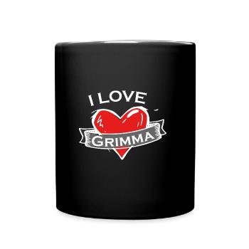 Grimma - Ich liebe Stadtnamen in Tattoo Stil - Tasse einfarbig - Schwarz - Vorne