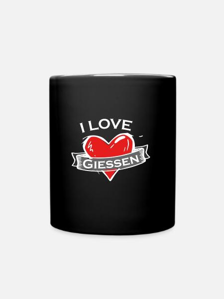 Gießen - Ich liebe Stadtnamen in Tattoo Stil - Tasse einfarbig - Schwarz