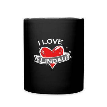 Lindau - Ich liebe Stadtnamen in Tattoo Stil - Tasse einfarbig - Schwarz - Vorne