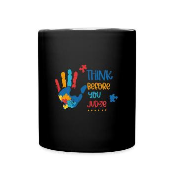 AFTER THINKING BEFORE JUDGING HAND PUZZLE MOTIFS VERDICT - Full Colour Mug - black - Front