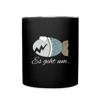 Kuschelfisch, Theodör, Es geht um, Zombie - Tasse einfarbig - Schwarz - Vorne