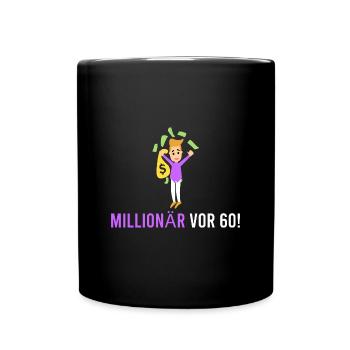 Millionär vor 60! - Tasse einfarbig - Schwarz - Vorne
