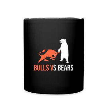 Bullen VS Bären - Tasse einfarbig - Schwarz - Vorne