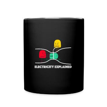 Electricity explains | funny sayings, cartoon - Full Colour Mug - black - Front