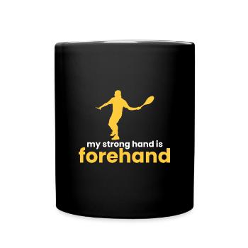meine starke Hand ist die Vorhand - Tasse einfarbig - Schwarz - Vorne