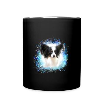 papillon,chien,spitz,zwergspitz,pompon - Mug uni - noir - Devant