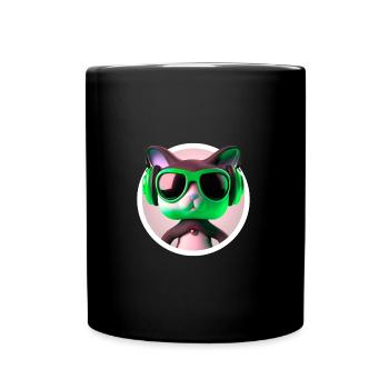 Katze Brille Turntable DJ Disco Club Kopfhörer - Tasse einfarbig - Schwarz - Vorne