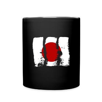 Japan Flag Used Look Nihon Japanese Flag - Full Colour Mug - black - Front