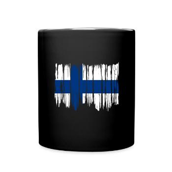 Finland Flag Suomi Finnish Flag Used Look - Full Colour Mug - black - Front