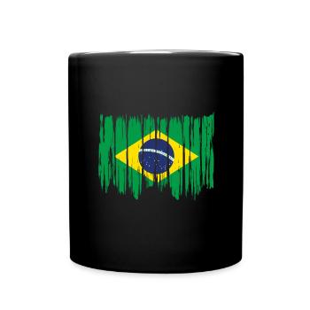 Brazil Flag Brazilian Flag South America - Full Colour Mug - black - Front