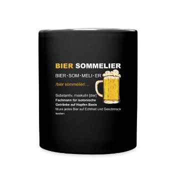 Bier Sommelier Bier Saufen JGA Hopfen Männertag - Tasse einfarbig - Schwarz - Vorne