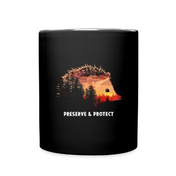 Preserve & Protect Hedgehog Animal Forest Nature Environment - Full Colour Mug - black - Front