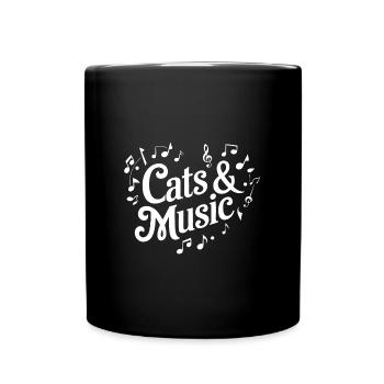 I Love Cats and Music Heart of Music Sheet Music - Full Colour Mug - black - Front