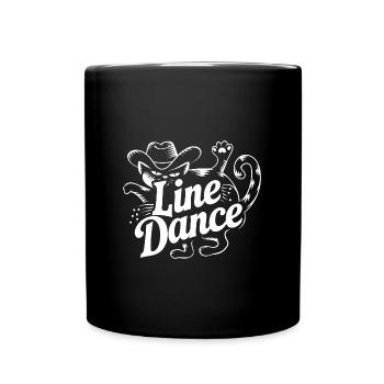 Line Dance Katze ich liebe Katzen und Line Dance - Tasse einfarbig - Schwarz - Vorne