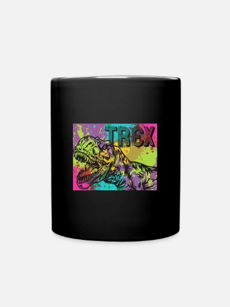 Idea de regalo de Dino T-Rex Splash Tyrannosaurus - Ensfarvet krus - sort
