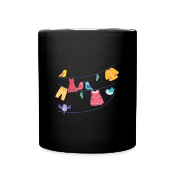 Laundry Birds Hanging Clothes Bird Lover Gift - Full Colour Mug - black - Front