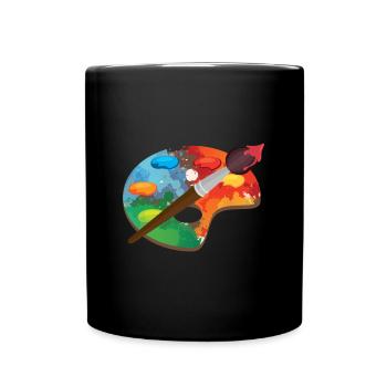 Künstlerfarbe Palette Kunsthandwerk Maler Geschenk - Tasse einfarbig - Schwarz - Vorne