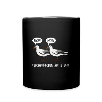 Segler Meer Fischbrötchen Auf 9 Uhr Segeln Ostsee - Tasse einfarbig - Schwarz - Vorne