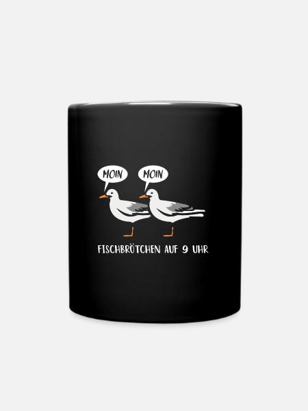 Segler Meer Fischbrötchen Auf 9 Uhr Segeln Ostsee - Tasse einfarbig - Schwarz