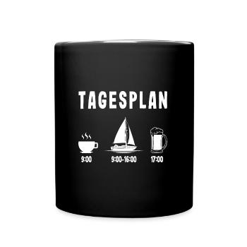 Segeln Tagesplan Boot Meer Kapitän Skipper Schiff - Tasse einfarbig - Schwarz - Vorne