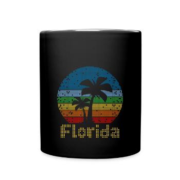 8bit Retro Florida Urlaub - Tasse einfarbig - Schwarz - Vorne
