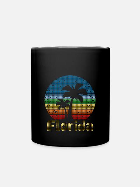 8bit Retro Florida Urlaub - Tasse einfarbig - Schwarz