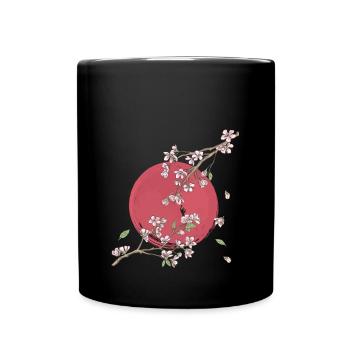 Japanese Cherry Blossom Sakura - Full Colour Mug - black - Front