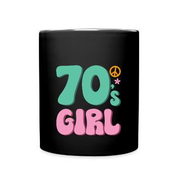 70er Jahre Mädchen 70s Girl Hippie - Tasse einfarbig - Schwarz - Vorne