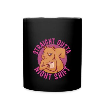 Direkte aus der Nachtschicht - Tasse einfarbig - Schwarz - Vorne