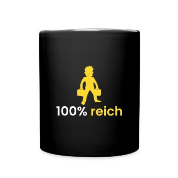 100% reich - Tasse einfarbig - Schwarz - Vorne