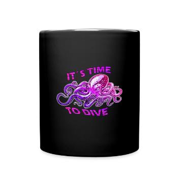 Octopus Diving Diver - Full Colour Mug - black - Front