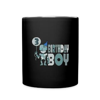 3. Geburtstag Roboter - Tasse einfarbig - Schwarz - Vorne