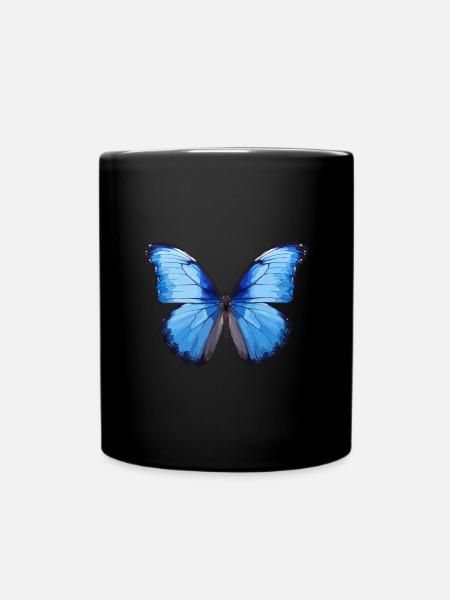 Blauer Morpho-Schmetterling - Tasse einfarbig - Schwarz