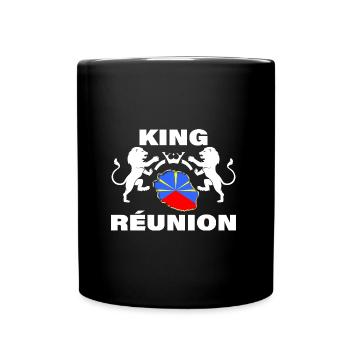 king Ile de la Réunion Drapeau Force et Puissance - Mug uni - noir - Devant