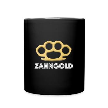 Zahngold | Schlagring, Mafia, lustige Sprüche - Tasse einfarbig - Schwarz - Vorne
